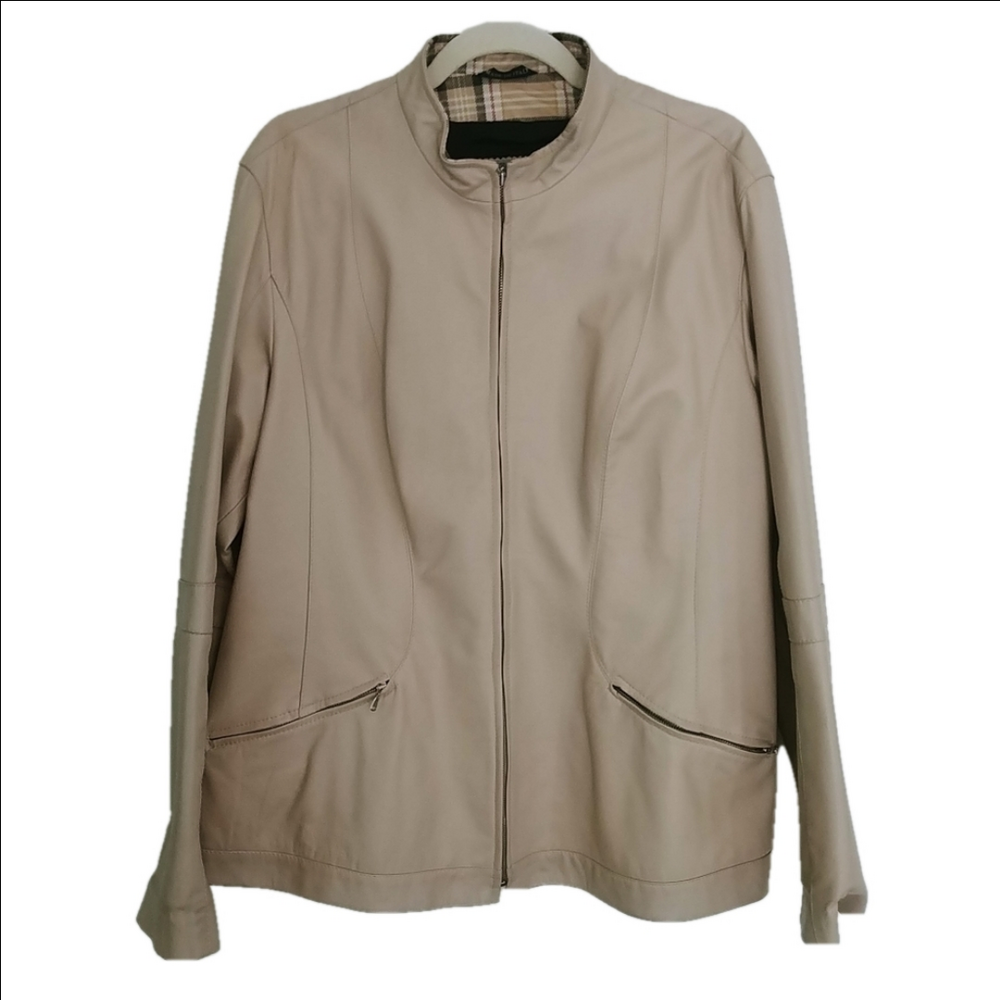 Peruzzi Jacket Women's Tan Size Extra Large Leather Made in Florence Italy Lined